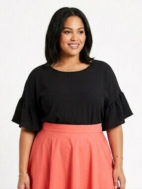 2/$20 L/XL Black bell sleeve blouse